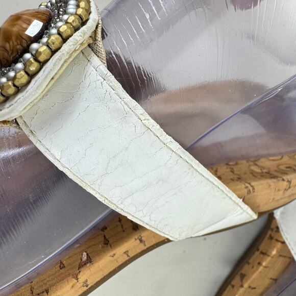 Vionic White Adelie Embellished Cork Insole Adjustable Strap Sandals Women's 8 - Picture 6 of 10